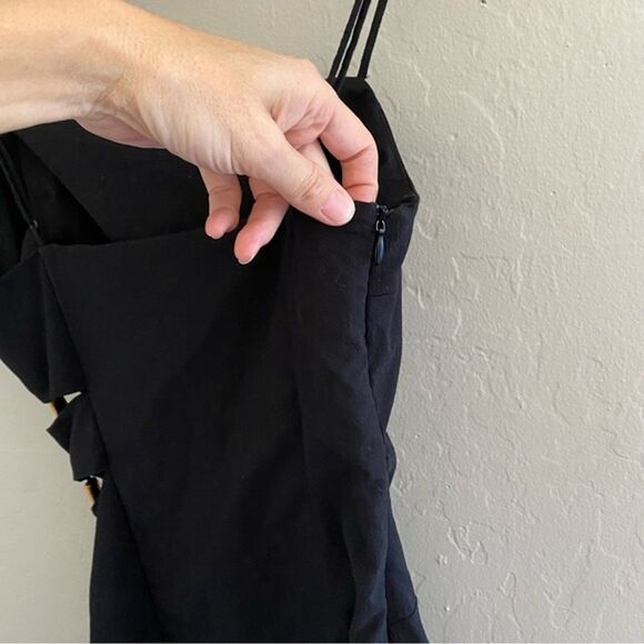 Zara Black Cut Out Mini Dress Womens M NYE LBD Sexy Cocktail Evening Event - Picture 7 of 9